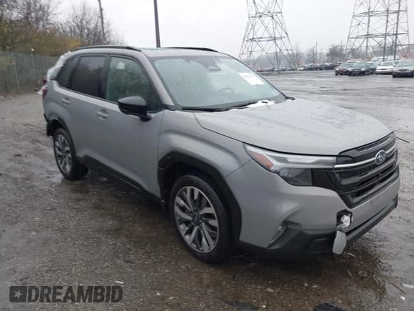 ✅ 2025 Subaru Forester Touring • VIN: JF2SLDTC2SH515875 • Lot: 43817318. Listed on IAAI with 9,897 mi. Free auction sales archive from the USA and detailed vehicle history report at DreamBid. Image 1.