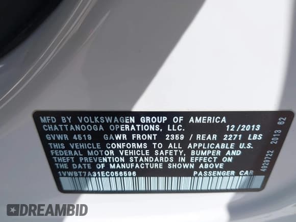 ✅ 2014 Volkswagen Passat SE • VIN: 1VWBT7A31EC056596 • Лот: 43213044. Опубликован ранее на IAAI с пробегом 138 799 миль. Бесплатный доступ к архиву аукционных продаж из США и подробный отчёт об истории автомобиля на DreamBid. Изображение 9.