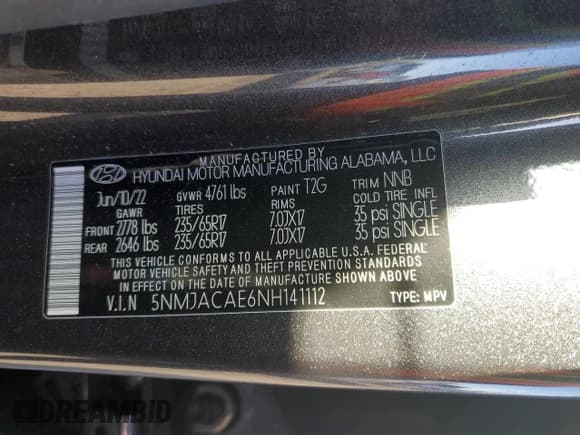 ✅ 2022 Hyundai Tucson SE • VIN: 5NMJACAE6NH141112 • Lot: 47837873. Wystawiony na Copart z przebiegiem 38 089 mil. Bezpłatny archiwum sprzedaży aukcyjnych z USA i szczegółowy raport historii pojazdu na DreamBid. Zdjęcie 13.