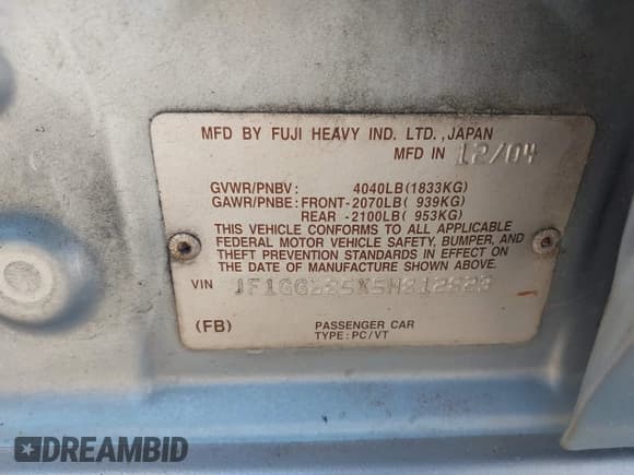 ✅ 2005 Subaru Impreza Outback • VIN: JF1GG685X5H812823 • Lot: 42179816. Wystawiony na IAAI z przebiegiem 147 753 mil. Bezpłatny archiwum sprzedaży aukcyjnych z USA i szczegółowy raport historii pojazdu na DreamBid. Zdjęcie 9.