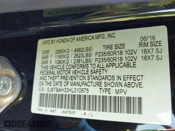 ✅ 2017 Acura RDX • VIN: 5J8TB4H33HL010675 • Lot: 42178842. Listed on IAAI with Not provided. Free auction sales archive from the USA and detailed vehicle history report at DreamBid. Image 9.