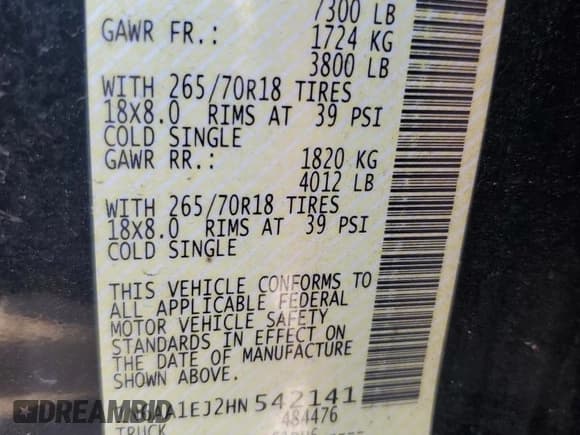 ✅ 2017 Nissan Titan SV • VIN: 1N6AA1EJ2HN542141 • Lot: 56014025. Listed on Copart with 100,696 mi. Free auction sales archive from the USA and detailed vehicle history report at DreamBid. Image 13.