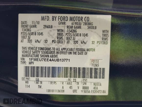 ✅ 2010 Ford Explorer Eddie Bauer • VIN: 1FMEU7EE4AUB13771 • Lot: 41957268. Wystawiony na IAAI z przebiegiem 169 575 mil. Bezpłatny archiwum sprzedaży aukcyjnych z USA i szczegółowy raport historii pojazdu na DreamBid. Zdjęcie 9.