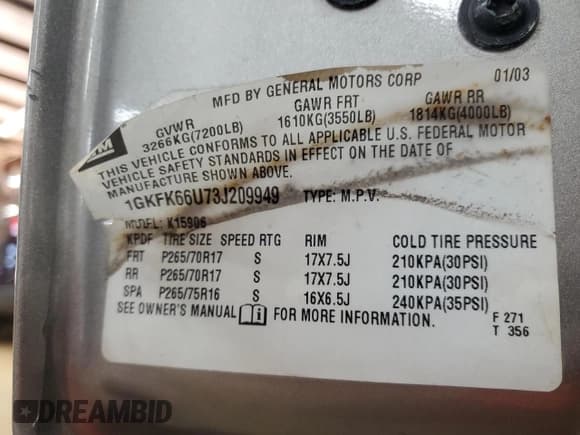 ✅ 2003 GMC Yukon XL • VIN: 1GKFK66U73J209949 • Лот: 65524235. Опубликован ранее на Copart с пробегом Не указан. Бесплатный доступ к архиву аукционных продаж из США и подробный отчёт об истории автомобиля на DreamBid. Изображение 15.