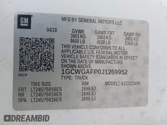 ✅ 2018 Chevrolet Express Cargo • VIN: 1GCWGAFP0J1269952 • Lot: 42033241. Listed on IAAI with 260,000 mi. Free auction sales archive from the USA and detailed vehicle history report at DreamBid. Image 9.