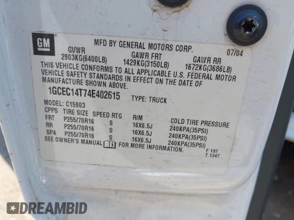 ✅ 2004 Chevrolet Silverado 1500 LS • VIN: 1GCEC14T74E402615 • Лот: 43250842. Опубликован ранее на IAAI с пробегом 232 334 миль. Бесплатный доступ к архиву аукционных продаж из США и подробный отчёт об истории автомобиля на DreamBid. Изображение 9.