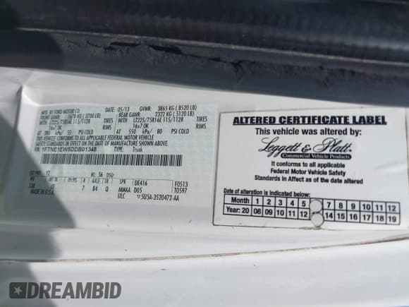 ✅ 2013 Ford Econoline Cargo Commercial • VIN: 1FTNE1EW5DDB01348 • Lot: 42831731. Listed on IAAI with 125,715 mi. Free auction sales archive from the USA and detailed vehicle history report at DreamBid. Image 9.