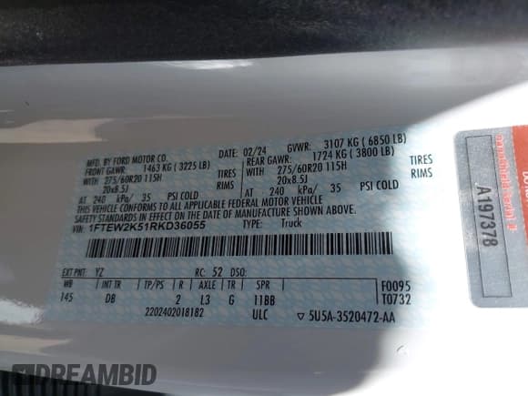 ✅ 2024 Ford F-150 STX • VIN: 1FTEW2K51RKD36055 • Лот: 42200008. Опубликован ранее на IAAI с пробегом Не указан. Бесплатный доступ к архиву аукционных продаж из США и подробный отчёт об истории автомобиля на DreamBid. Изображение 9.