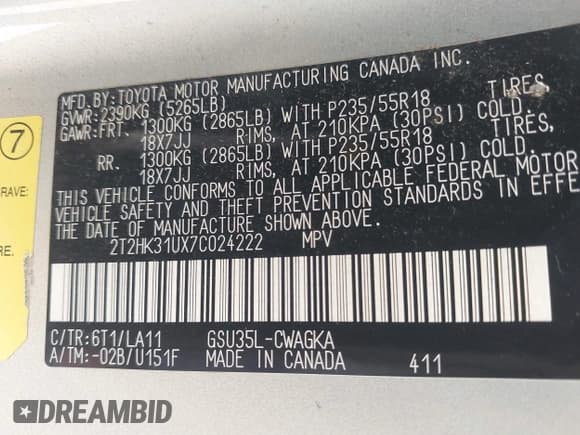 ✅ 2007 Lexus RX 350 • VIN: 2T2HK31UX7C024222 • Lot: 42245924. Listed on IAAI with 228,442 mi. Free auction sales archive from the USA and detailed vehicle history report at DreamBid. Image 9.