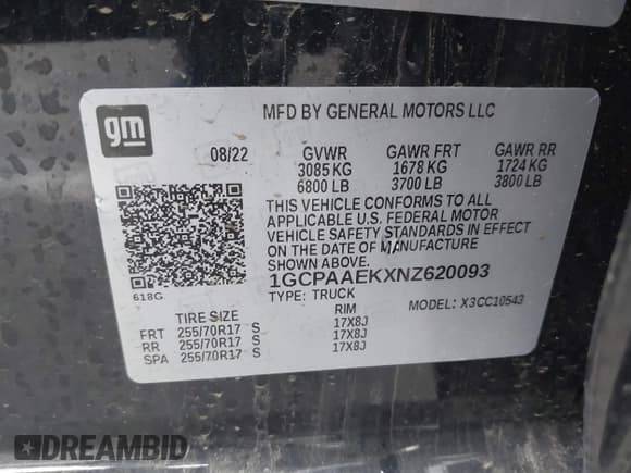 ✅ 2022 Chevrolet Silverado 1500 Work Truck • VIN: 1GCPAAEKXNZ620093 • Lot: 41507676. Wystawiony na IAAI z przebiegiem 34 699 mil. Bezpłatny archiwum sprzedaży aukcyjnych z USA i szczegółowy raport historii pojazdu na DreamBid. Zdjęcie 9.