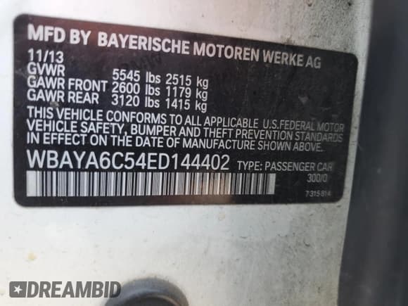 ✅ 2014 BMW 7 Series 740i • VIN: WBAYA6C54ED144402 • Lot: 63025295. Wystawiony na Copart z przebiegiem Nie podano. Bezpłatny archiwum sprzedaży aukcyjnych z USA i szczegółowy raport historii pojazdu na DreamBid. Zdjęcie 13.