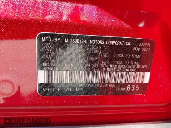 2023 Mitsubishi Outlander SEL z VIN JA4J3VA84PZ021608, wystawiony jako IAAI lot #43251123 z przebiegiem 147 636 mil mil oraz . Historia ofert i sprzedaży dostępna na DreamBid. Obrazek 9.