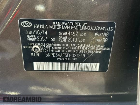 ✅ 2015 Hyundai Sonata Sport • VIN: 5NPE34AF5FH021249 • Lot: 92726805. Listed on Copart with 140,395 mi. Free auction sales archive from the USA and detailed vehicle history report at DreamBid. Image 10.