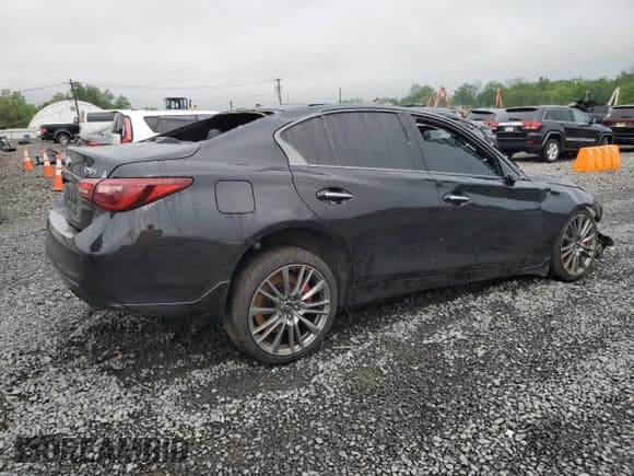 ✅ 2021 Infiniti Q50 Red Sport 400 • VIN: JN1FV7DR0MM881085 • Lot: 57119595. Listed on Copart with 53,962 mi. Free auction sales archive from the USA and detailed vehicle history report at DreamBid. Image 3.