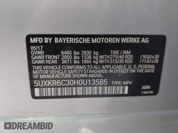 ✅ 2017 BMW X5 xDrive50i • VIN: 5UXKR6C30H0U13585 • Lot: 42990361. Wystawiony na IAAI z przebiegiem 200 463 mil. Bezpłatny archiwum sprzedaży aukcyjnych z USA i szczegółowy raport historii pojazdu na DreamBid. Zdjęcie 9.