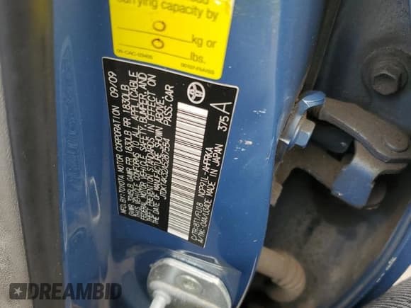 ✅ 2010 Toyota Yaris • VIN: JTDKT4K32A5287554 • Lot: 89816745. Listed on Copart with Not provided. Free auction sales archive from the USA and detailed vehicle history report at DreamBid. Image 12.