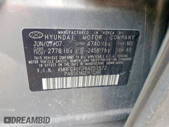 2008 Hyundai Azera Limited с VIN KMHFC46F78A251572, выставлен на аукционе Copart как лот 59020125 с пробегом 195 703 миль миль и Чистый • Clean title. История ставок и продаж доступна на DreamBid. Изображение 12.