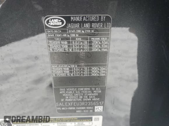 ✅ 2024 Land Rover Defender X • VIN: SALEXFEU3R2356517 • Lot: 44367185. Wystawiony na Copart z przebiegiem 5 755 mil. Bezpłatny archiwum sprzedaży aukcyjnych z USA i szczegółowy raport historii pojazdu na DreamBid. Zdjęcie 16.