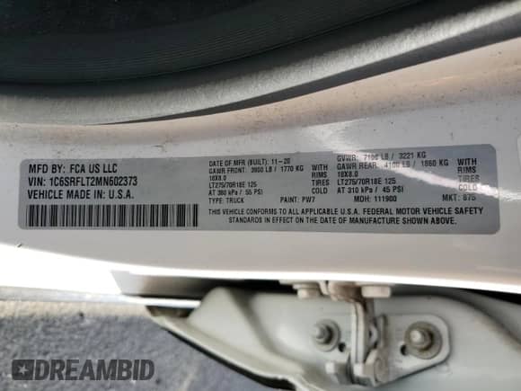 2021 Ram 1500 Rebel z VIN 1C6SRFLT2MN602373, wystawiony jako Copart lot #84780545 z przebiegiem 55 760 mil mil oraz Szkoda całkowita • Salvage title. Historia ofert i sprzedaży dostępna na DreamBid. Obrazek 12.