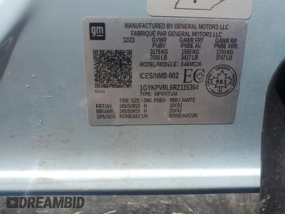 ✅ 2024 Cadillac LYRIQ Sport • VIN: 1GYKPVRL6RZ115364 • Лот: 65743065. Опубликован ранее на Copart с пробегом 45 525 миль. Бесплатный доступ к архиву аукционных продаж из США и подробный отчёт об истории автомобиля на DreamBid. Изображение 13.