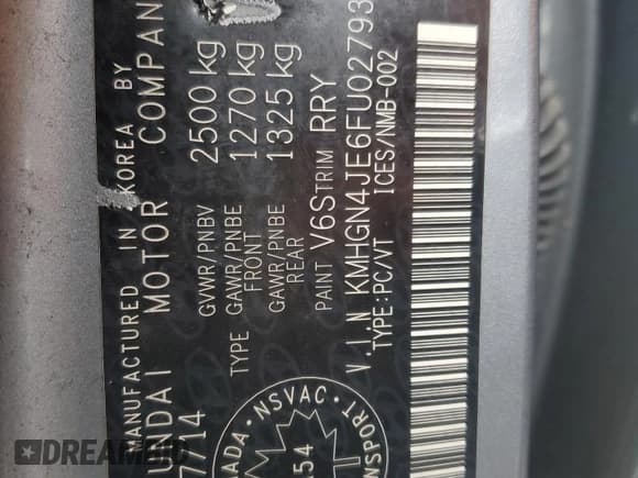 ✅ 2015 Hyundai Genesis 3.8L • VIN: KMHGN4JE6FU027931 • Лот: 89470895. Опубликован ранее на Copart с пробегом 111 195 миль. Бесплатный доступ к архиву аукционных продаж из США и подробный отчёт об истории автомобиля на DreamBid. Изображение 12.