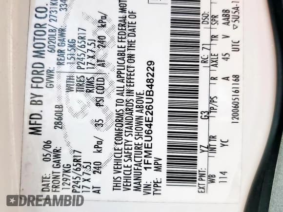 ✅ 2006 Ford Explorer Eddie Bauer • VIN: 1FMEU64E26UB48229 • Лот: 67374935. Опубликован ранее на Copart с пробегом 134 096 миль. Бесплатный доступ к архиву аукционных продаж из США и подробный отчёт об истории автомобиля на DreamBid. Изображение 14.