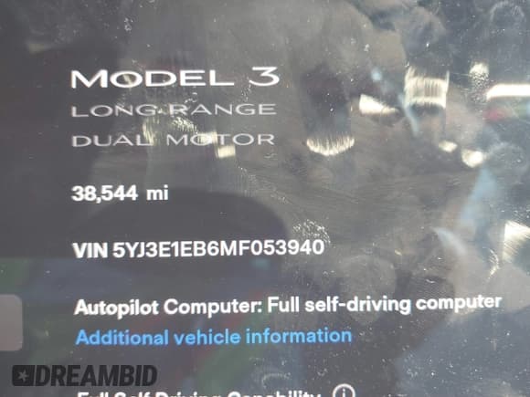 ✅ 2021 Tesla Model 3 Long Range • VIN: 5YJ3E1EB6MF053940 • Lot: 41344978. Wystawiony na IAAI z przebiegiem 38 544 mil. Bezpłatny archiwum sprzedaży aukcyjnych z USA i szczegółowy raport historii pojazdu na DreamBid. Zdjęcie 15.