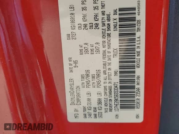 2006 Dodge Dakota ST z VIN 1D7HE28K56S533471, wystawiony jako Copart lot #83462934 z przebiegiem 114 097 mil mil oraz Szkoda całkowita • Salvage title. Historia ofert i sprzedaży dostępna na DreamBid. Obrazek 13.