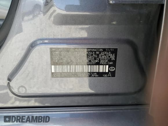 ✅ 2012 Lexus IS 250 • VIN: JTHBF5C2XC5165237 • Lot: 57887835. Listed on Copart with 156,836 mi. Free auction sales archive from the USA and detailed vehicle history report at DreamBid. Image 13.