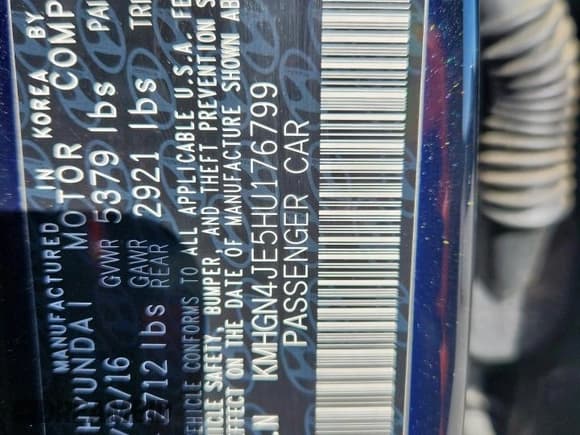 ✅ 2017 Genesis G80 3.8L • VIN: KMHGN4JE5HU176799 • Лот: 89840255. Опубликован ранее на Copart с пробегом 56 856 миль. Бесплатный доступ к архиву аукционных продаж из США и подробный отчёт об истории автомобиля на DreamBid. Изображение 12.