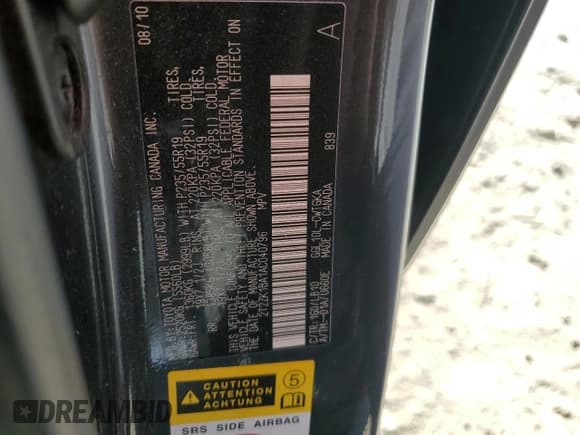 ✅ 2010 Lexus RX 350 • VIN: 2T2ZK1BA1AC040796 • Lot: 90751695. Listed on Copart with 225,803 mi. Free auction sales archive from the USA and detailed vehicle history report at DreamBid. Image 13.