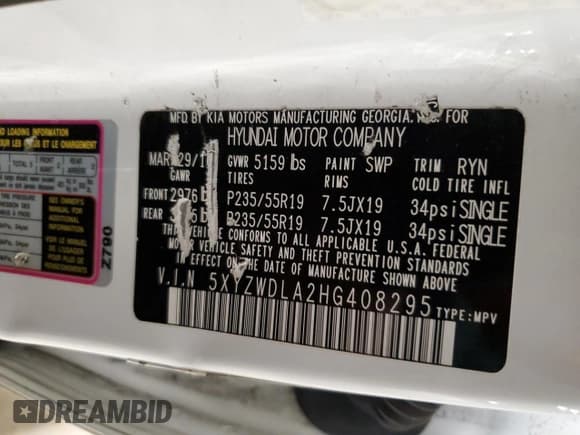 ✅ 2017 Hyundai Santa Fe Ultimate • VIN: 5XYZWDLA2HG408295 • Лот: 78078233. Опубликован ранее на Copart с пробегом 93 502 миль. Бесплатный доступ к архиву аукционных продаж из США и подробный отчёт об истории автомобиля на DreamBid. Изображение 12.