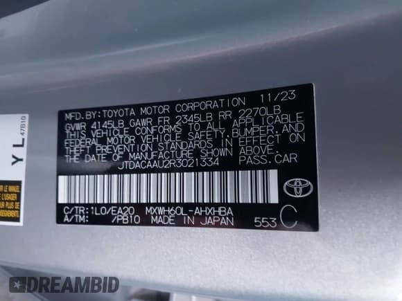 ✅ 2024 Toyota Prius LE • VIN: JTDACAAU2R3021334 • Lot: 43043015. Wystawiony na IAAI z przebiegiem 21 899 mil. Bezpłatny archiwum sprzedaży aukcyjnych z USA i szczegółowy raport historii pojazdu na DreamBid. Zdjęcie 9.