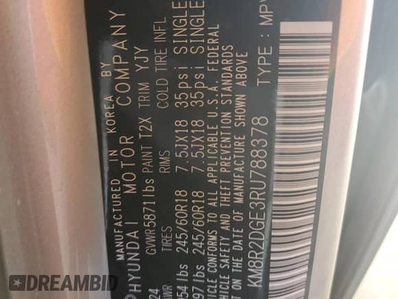 2024 Hyundai Palisade SEL с VIN KM8R2DGE3RU788378, выставлен на аукционе Copart как лот 65450264 с пробегом 2 636 миль миль и Чистый • Clean title. История ставок и продаж доступна на DreamBid. Изображение 12.