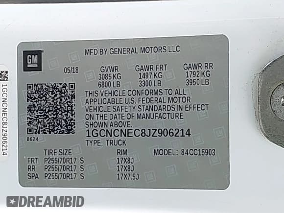 ✅ 2018 Chevrolet Silverado 1500 Work Truck • VIN: 1GCNCNEC8JZ906214 • Lot: 43342796. Wystawiony na IAAI z przebiegiem Nie podano. Bezpłatny archiwum sprzedaży aukcyjnych z USA i szczegółowy raport historii pojazdu na DreamBid. Zdjęcie 9.