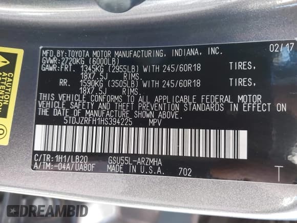 ✅ 2017 Toyota Highlander XLE • VIN: 5TDJZRFH1HS394225 • Lot: 43425490. Wystawiony na IAAI z przebiegiem 179 254 mil. Bezpłatny archiwum sprzedaży aukcyjnych z USA i szczegółowy raport historii pojazdu na DreamBid. Zdjęcie 9.