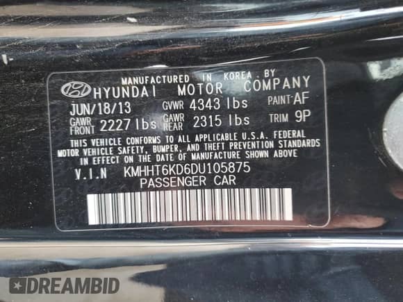 2013 Hyundai Genesis Coupe R-Spec с VIN KMHHT6KD6DU105875, выставлен на аукционе Copart как лот 41586435 с пробегом 101 641 миль миль и Списание • Salvage title. История ставок и продаж доступна на DreamBid. Изображение 12.