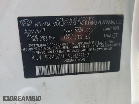 ✅ 2018 Hyundai Elantra SE • VIN: 5NPD74LF9JH222139 • Lot: 67065355. Listed on Copart with Not provided. Free auction sales archive from the USA and detailed vehicle history report at DreamBid. Image 12.