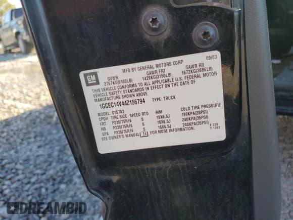 ✅ 2004 Chevrolet Silverado 1500 LS • VIN: 1GCEC14V44Z156794 • Лот: 91131045. Опубликован ранее на Copart с пробегом 259 878 миль. Бесплатный доступ к архиву аукционных продаж из США и подробный отчёт об истории автомобиля на DreamBid. Изображение 13.