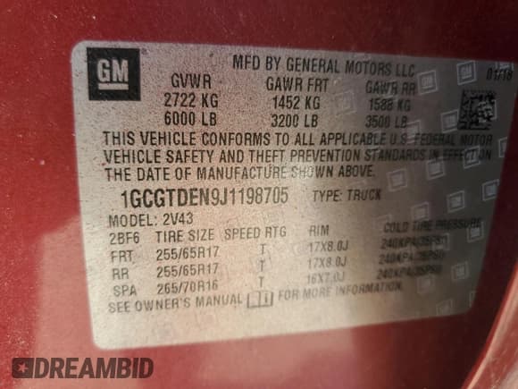 ✅ 2018 Chevrolet Colorado 4WD Z71 • VIN: 1GCGTDEN9J1198705 • Лот: 81648585. Опубликован ранее на Copart с пробегом 48 445 миль. Бесплатный доступ к архиву аукционных продаж из США и подробный отчёт об истории автомобиля на DreamBid. Изображение 12.