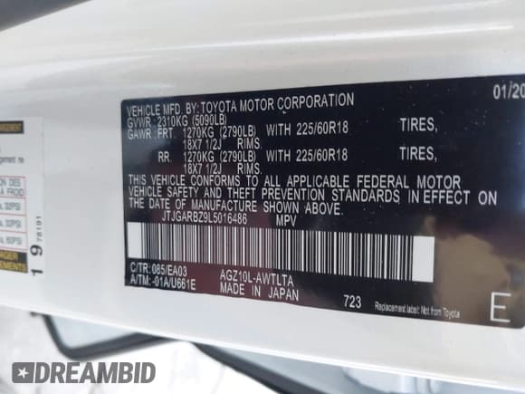 ✅ 2020 Lexus NX 300 • VIN: JTJGARBZ9L5016486 • Lot: 42670801. Listed on IAAI with 12,161 mi. Free auction sales archive from the USA and detailed vehicle history report at DreamBid. Image 9.