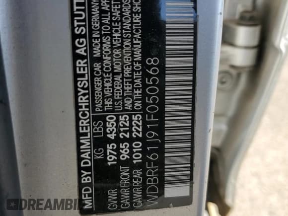 ✅ 2001 Mercedes-Benz C 230/260/280/320 • VIN: WDBRF61J91F050568 • Лот: 48899705. Опубликован ранее на Copart с пробегом 220 079 миль. Бесплатный доступ к архиву аукционных продаж из США и подробный отчёт об истории автомобиля на DreamBid. Изображение 12.