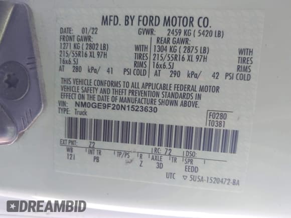 ✅ 2022 Ford Transit Connect XLT • VIN: NM0GE9F20N1523630 • Lot: 39919669. Listed on IAAI with 20,528 mi. Free auction sales archive from the USA and detailed vehicle history report at DreamBid. Image 9.