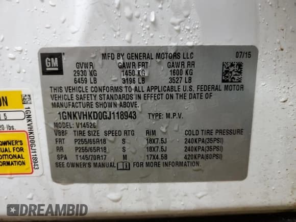 ✅ 2016 Chevrolet Traverse LT • VIN: 1GNKVHKD0GJ118943 • Lot: 46304494. Wystawiony na Copart z przebiegiem 103 781 mil. Bezpłatny archiwum sprzedaży aukcyjnych z USA i szczegółowy raport historii pojazdu na DreamBid. Zdjęcie 14.