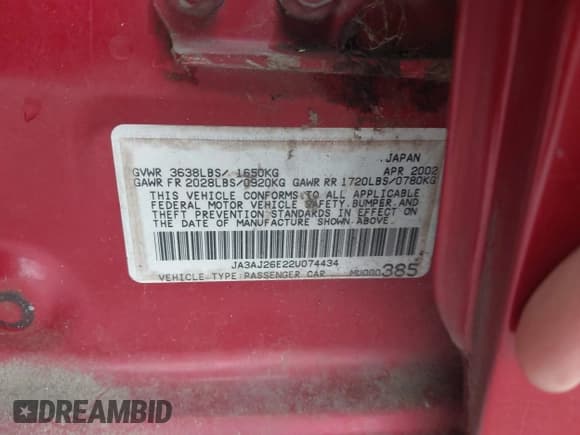 ✅ 2002 Mitsubishi Lancer ES • VIN: JA3AJ26E22U074434 • Лот: 42905892. Опубликован ранее на IAAI с пробегом 171 058 миль. Бесплатный доступ к архиву аукционных продаж из США и подробный отчёт об истории автомобиля на DreamBid. Изображение 9.