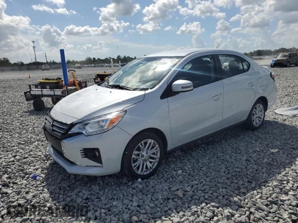 ✅ 2024 Mitsubishi Mirage SE • VIN: ML32FVFJ3RHF01439 • Lot: 90011165. Listed on Copart with 28,830 mi. Free auction sales archive from the USA and detailed vehicle history report at DreamBid. Image 1.