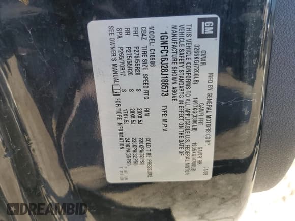 ✅ 2008 Chevrolet Suburban 3LT • VIN: 1GNFC16J28J188573 • Lot: 82475484. Wystawiony na Copart z przebiegiem 278 733 mil. Bezpłatny archiwum sprzedaży aukcyjnych z USA i szczegółowy raport historii pojazdu na DreamBid. Zdjęcie 13.