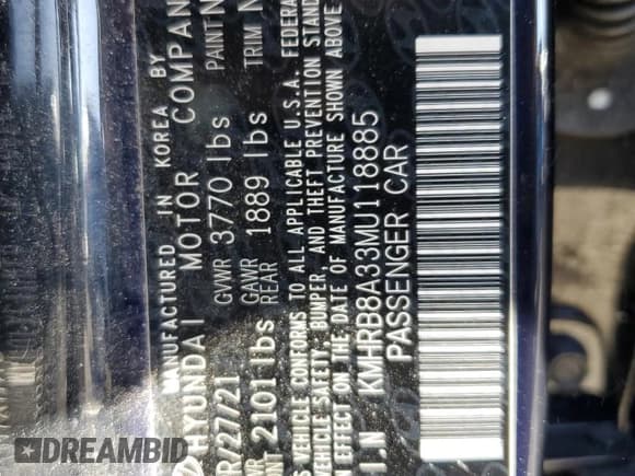 ✅ 2021 Hyundai Venue SE • VIN: KMHRB8A33MU118885 • Lot: 81846024. Listed on Copart with 38,320 mi. Free auction sales archive from the USA and detailed vehicle history report at DreamBid. Image 15.