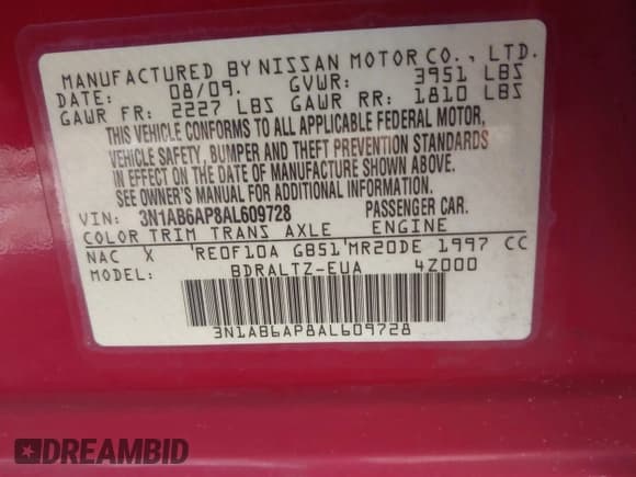 ✅ 2010 Nissan Sentra SR • VIN: 3N1AB6AP8AL609728 • Lot: 43694507. Listed on IAAI with 150,357 mi. Free auction sales archive from the USA and detailed vehicle history report at DreamBid. Image 9.