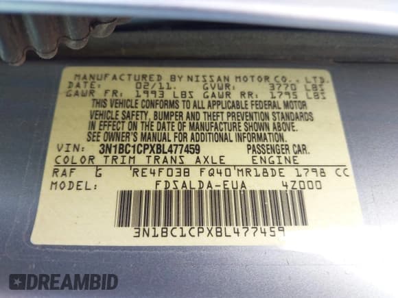 ✅ 2011 Nissan Versa SL • VIN: 3N1BC1CPXBL477459 • Lot: 42590706. Wystawiony na IAAI z przebiegiem 135 535 mil. Bezpłatny archiwum sprzedaży aukcyjnych z USA i szczegółowy raport historii pojazdu na DreamBid. Zdjęcie 9.